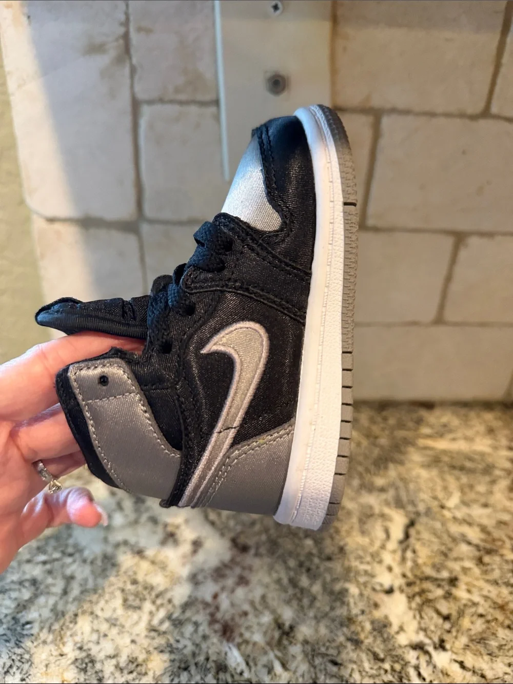 Nike TD Air Jordan 1 Retro High OG Satin Shadow Black Grey FD5305-010 Size 5C